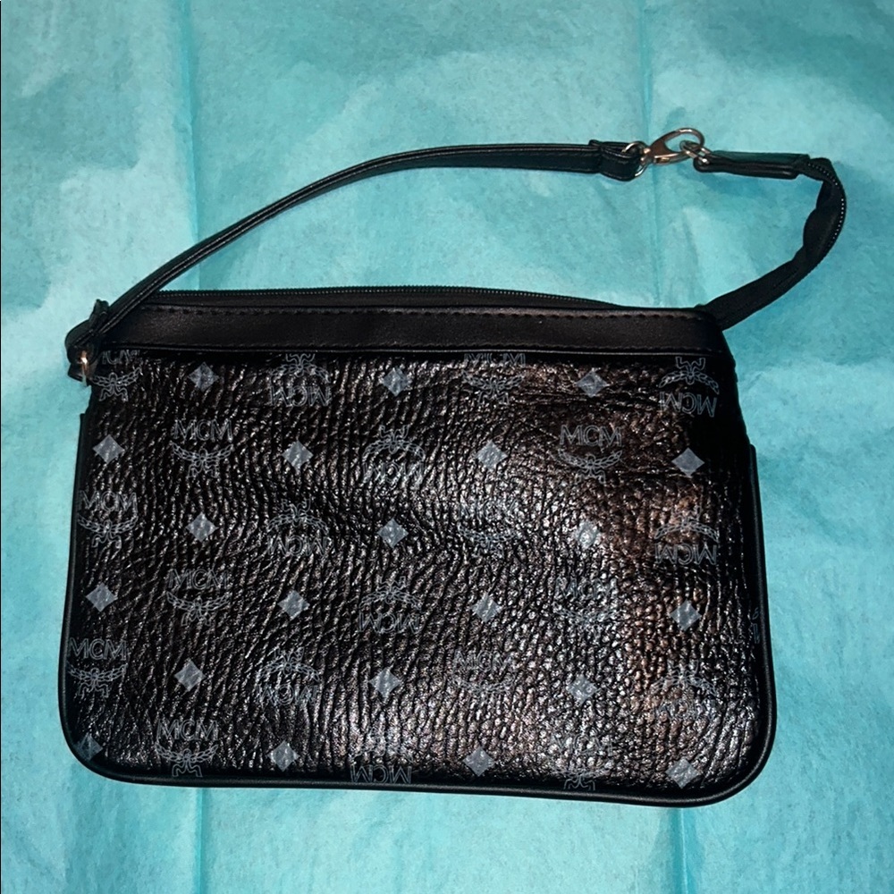 MCM Black Leather Wristlet